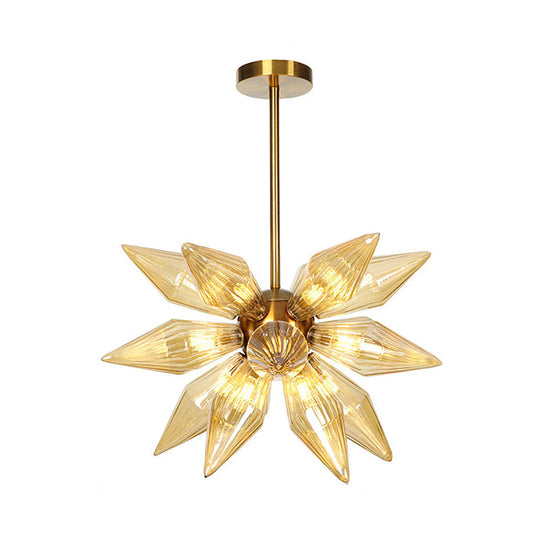Sputnik Clear/Amber Glass Chandelier - 9/12/15 Bulbs Brass/Copper Finish Living Room Lighting