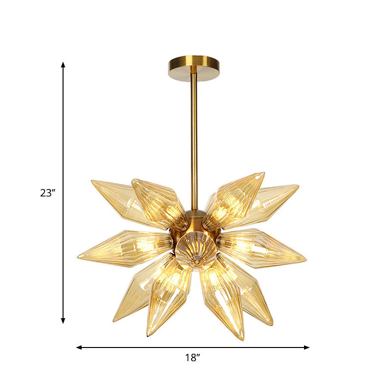 Sputnik Clear/Amber Glass Chandelier - 9/12/15 Bulbs Brass/Copper Finish Living Room Lighting