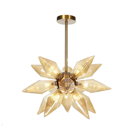 Sputnik Clear/Amber Glass Chandelier - 9/12/15 Bulbs Brass/Copper Finish Living Room Lighting