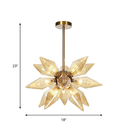 Sputnik Clear/Amber Glass Chandelier - 9/12/15 Bulbs Brass/Copper Finish Living Room Lighting