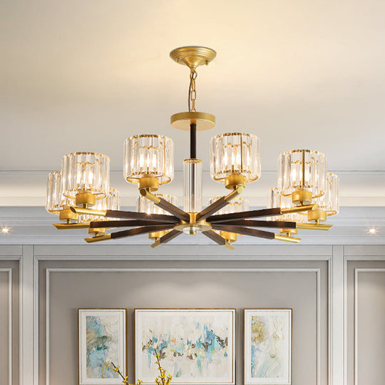 Modern Clear Crystal Pendant Chandelier - 8/10 Bulbs Radial Design