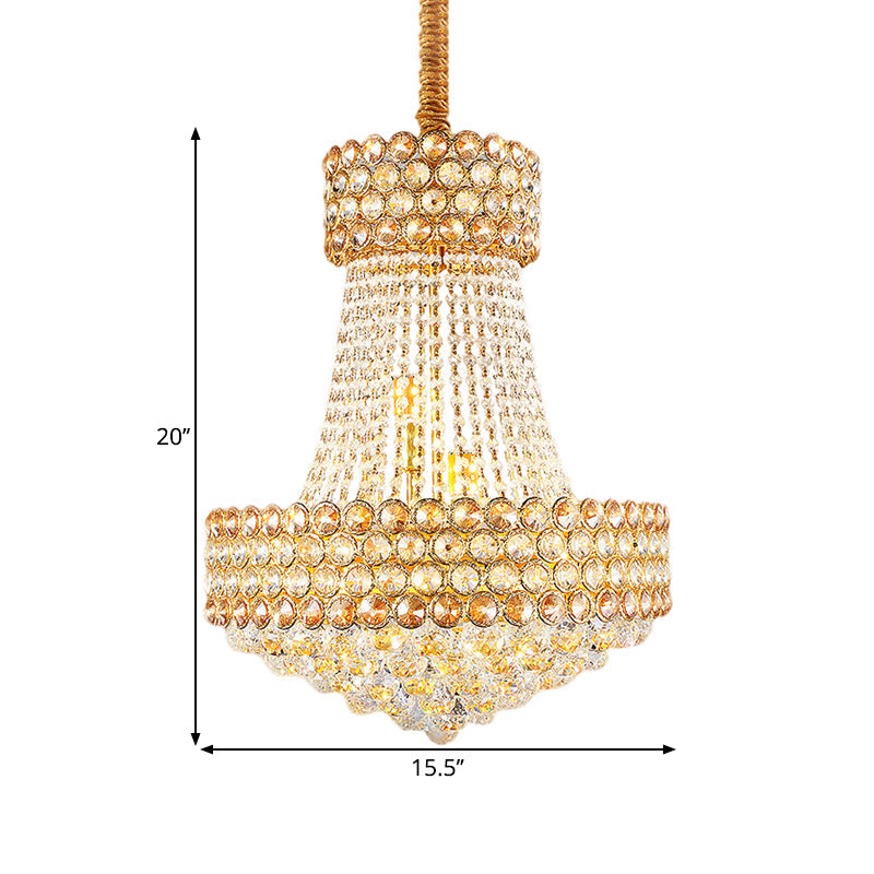 Modern Gold Chandelier With Beveled Glass Crystal Shades - 5/8-Light Sitting Room Focus