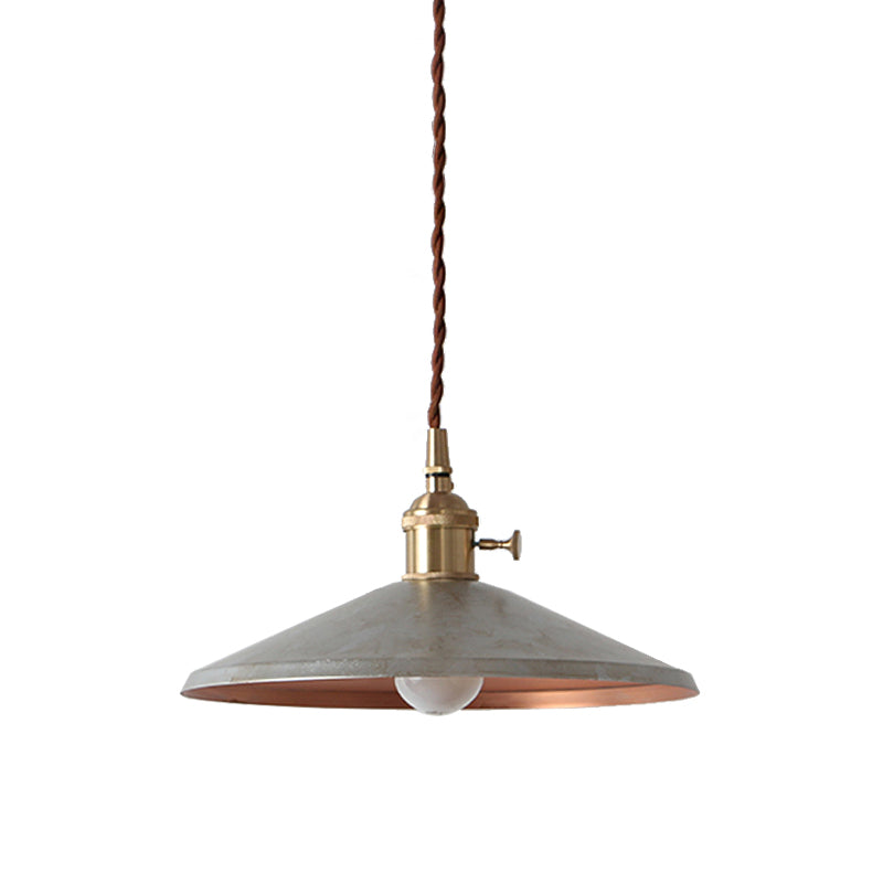 Rustic Saucer Shade Pendant Light With Adjustable Cord In Silver/Red/Blue