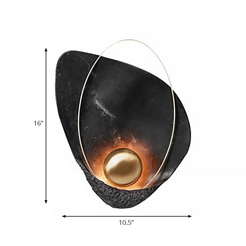 Modern Metal Led Wall Lamp: Resin Shell Shape Single Head White/Black Light