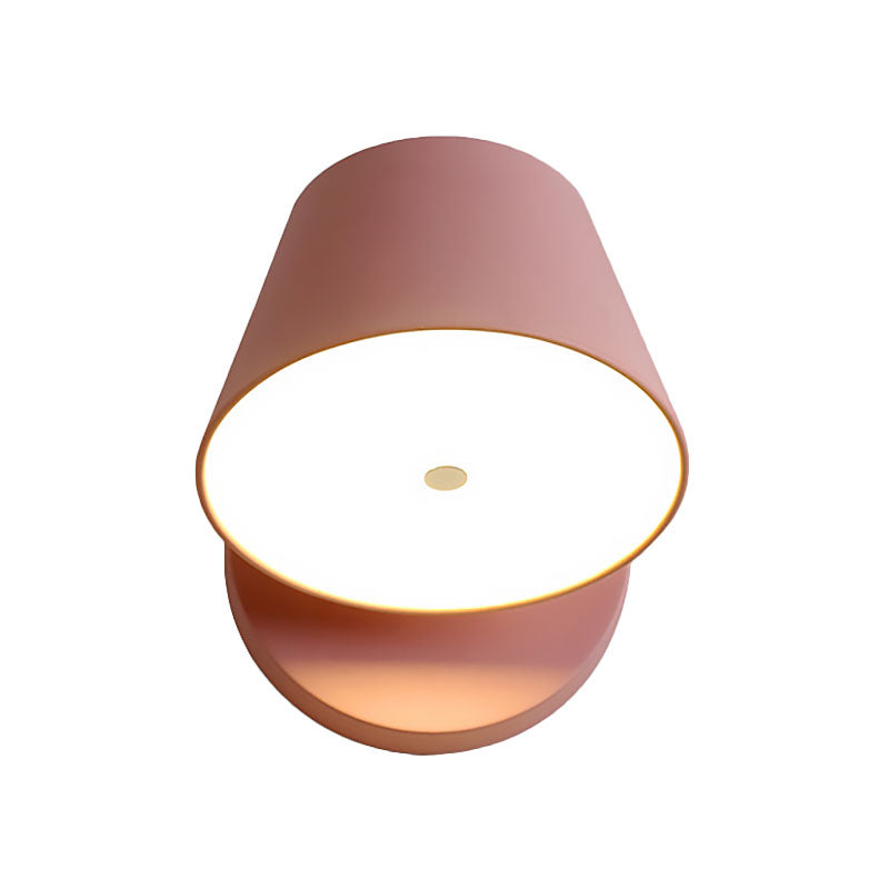 Metal Cone Wall Sconce - 1 Light In White/Warm With Pink Yellow And Black Accents / Warm