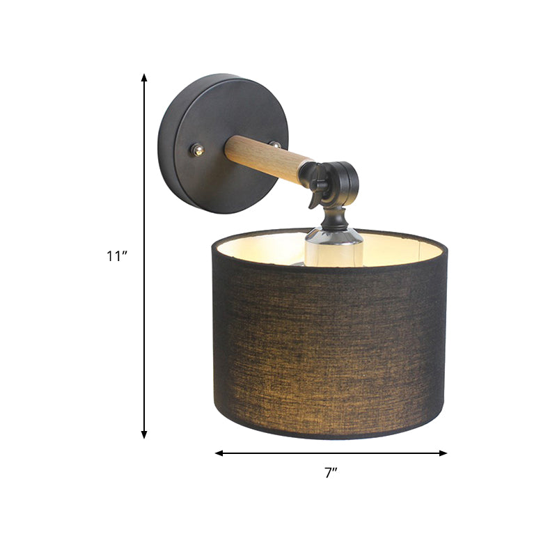 Modern Cylinder Led Wall Light Fixture In White/Black For Bedroom