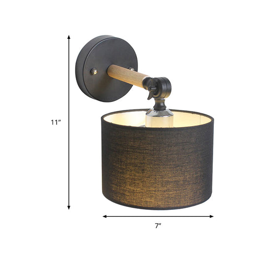 Modern Cylinder Led Wall Light Fixture In White/Black For Bedroom