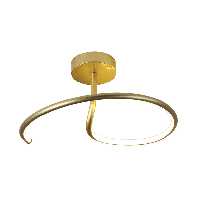 Golden Curl Led Flush Mount Ceiling Light Simple Acrylic 16’/19.5’ Wide Lighting Fixture