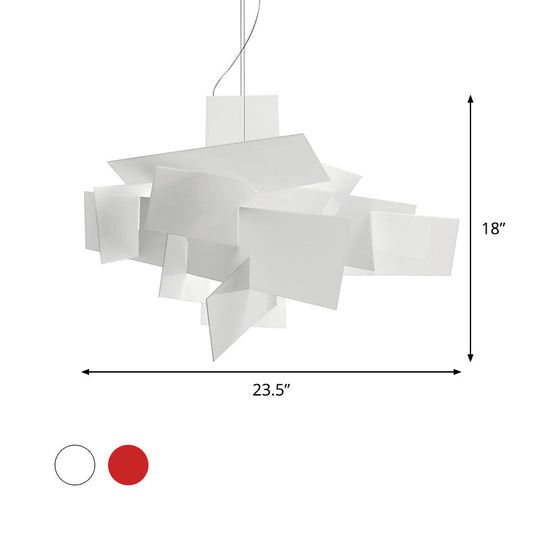 Artistry Spliced Acrylic Drop Pendant Ceiling Light In White/Red - 2 Bulbs Multi Design For Living
