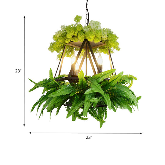 Retro 4-Bulb Hanging Chandelier With Diamond Cage In Black - Ideal For Restaurants And Plants