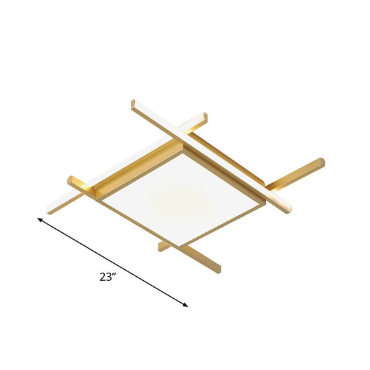 Modern Gold Finish Led Aluminum Square Flush-Mount Light Fixture - 18/23 Wide Warm/White