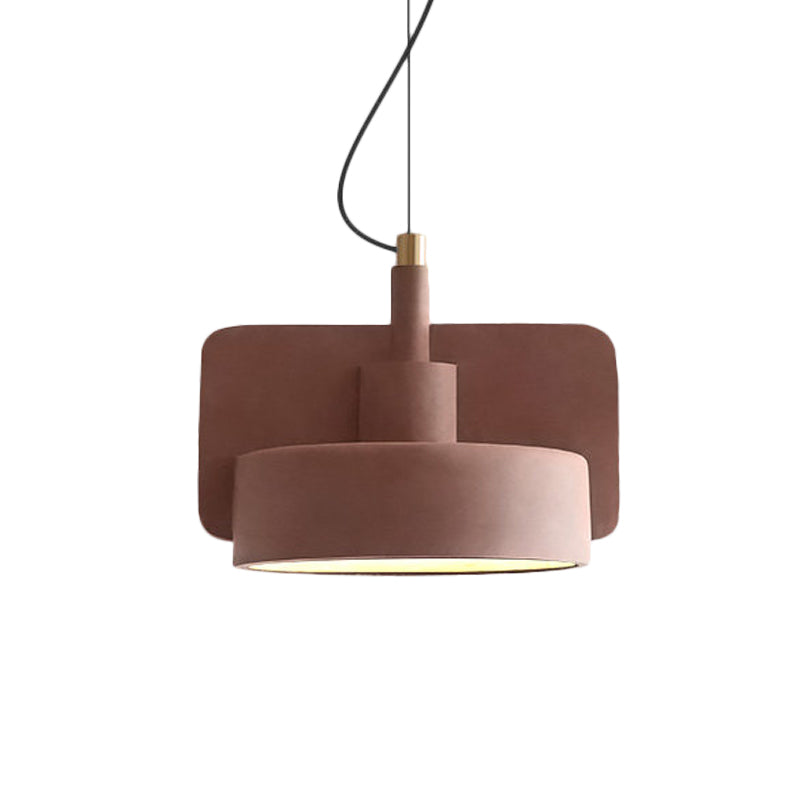 Minimalist Shallow Bowl Hanging Light With 1 Bulb - Red/Grey/Yellow