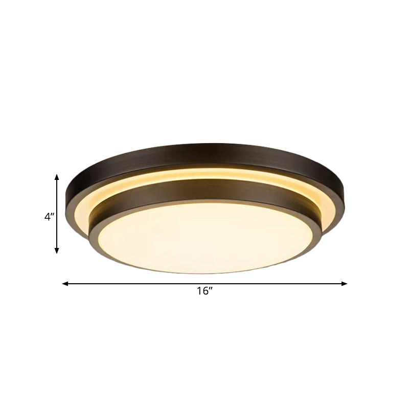 Vintage Dual-Layered Iron Led Ceiling Light In Black For Living Room - 11/16/19.5 W