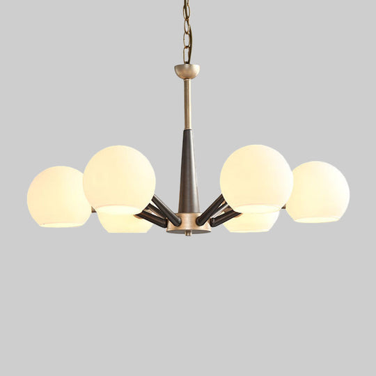 Retro Dome Shade Hanging Chandelier With Burst Design - 6-Light Lounge Pendant