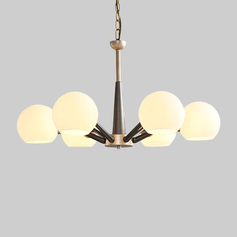 Retro Dome Shade Hanging Chandelier With Burst Design - 6-Light Lounge Pendant