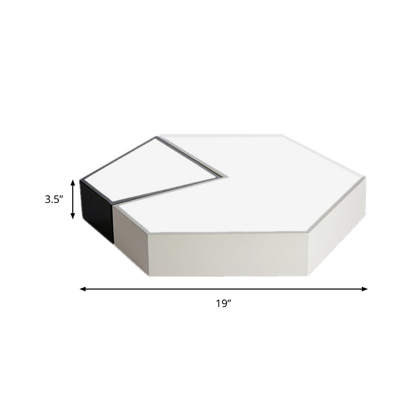 Modern Black And White Hexagon Ceiling Light Acrylic Shade Mount Fixture 11/15/19 Dia - Perfect For