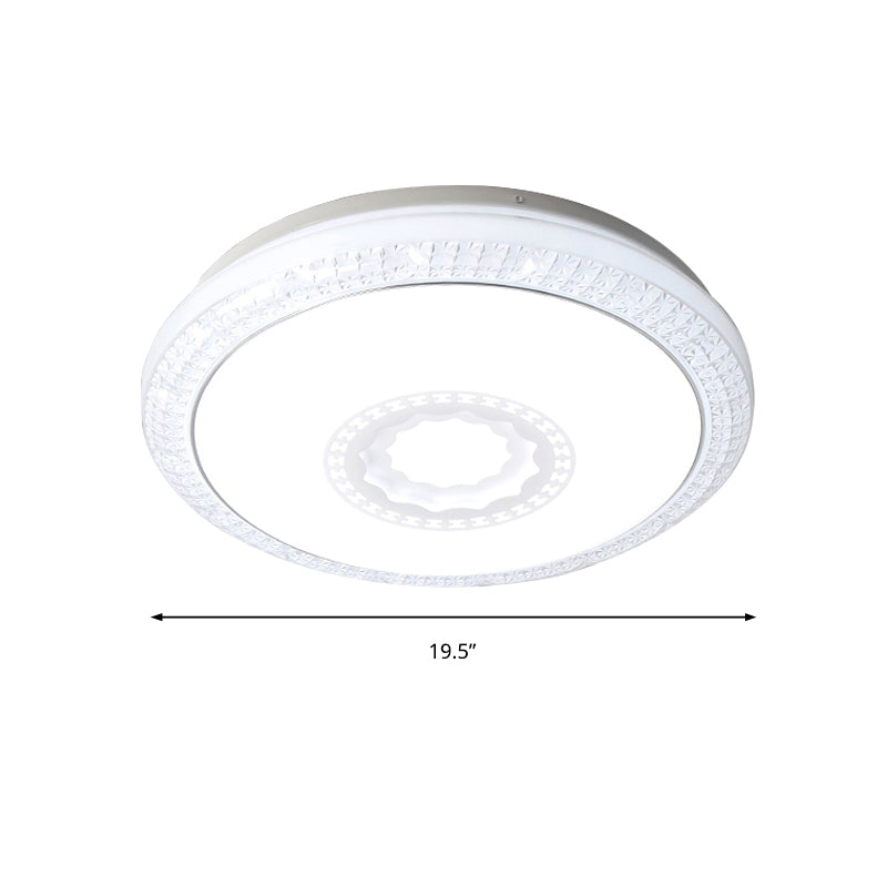 Contemporary Led Drum Flush Mount Lamp - Acrylic Diffuser In White/Pink/Blue Ideal For Bedroom