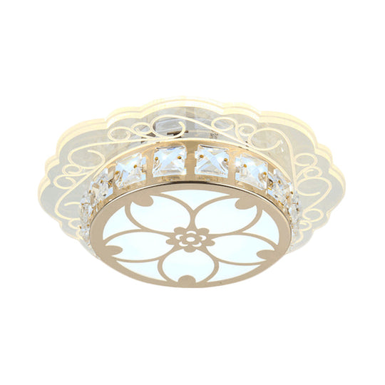 Modern Gold Finish Led Ceiling Lamp With Clear Crystal Cherry Blossom Design And Multi-Color