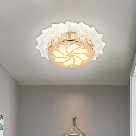 Modern Gold Finish Led Ceiling Lamp With Clear Crystal Cherry Blossom Design And Multi-Color