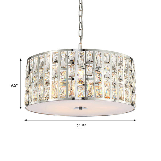 Contemporary Clear Crystal Chandelier With Metal Chain In Chrome - Perfect For Bedroom