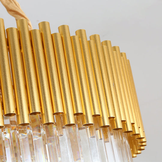 Contemporary 3-Tier Circle Metal Pendant Chandelier Light With K9 Block Brass Finish