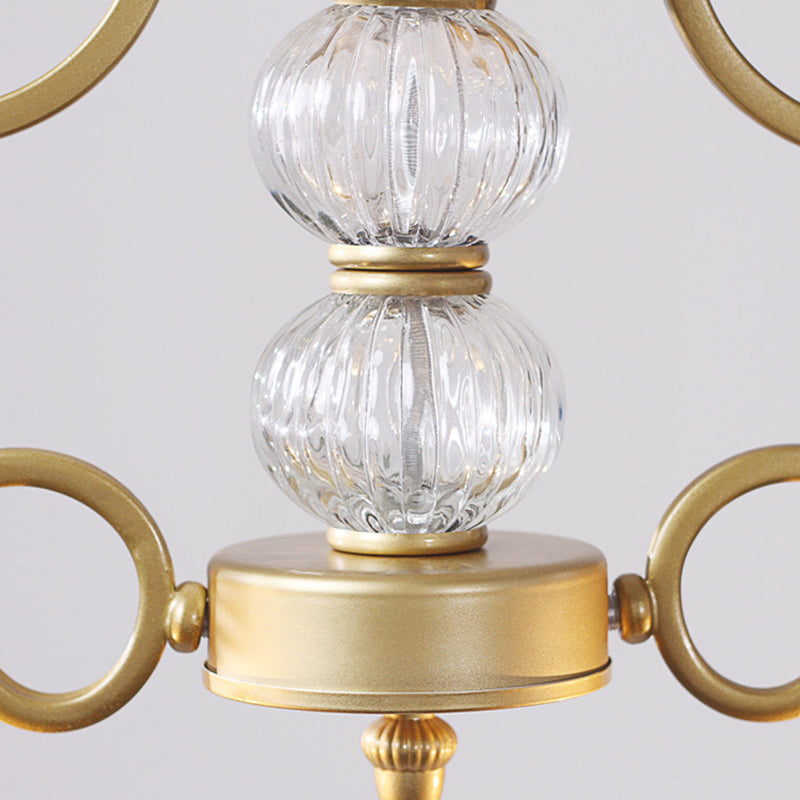 Clear Crystal Chandelier Light Fixture - Modern Bell Shade Hanging Lamp In Gold 2 Bulbs For Dining