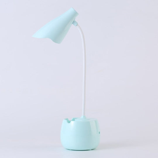 Flexible Gooseneck Led Desk Light With Pen Holder In Blue/Pink/White/Yellow Usb Charging Eye-Caring