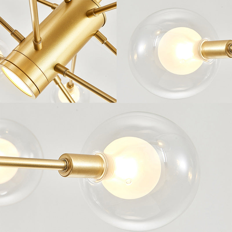 Modern Gold Chandelier Lamp With Clear Glass Shades - 6/8 Lights Ideal For Living Room Ceiling