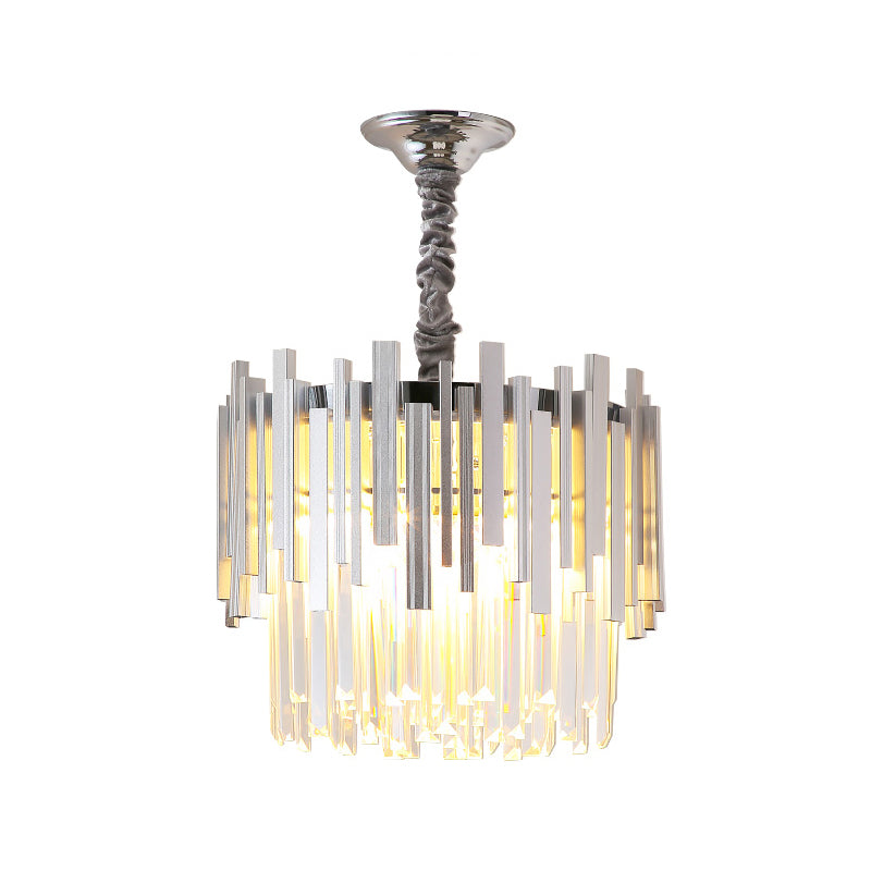 Stunning Silver/Gold Pendant Lamp With Crystal Prism - Modern And Stylish Lighting For Bedrooms