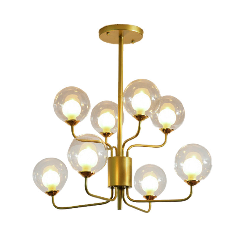 Contemporary 2-Tier Ball Clear Glass Chandelier - Elegant Radial Design With 8/12/18 Lights
