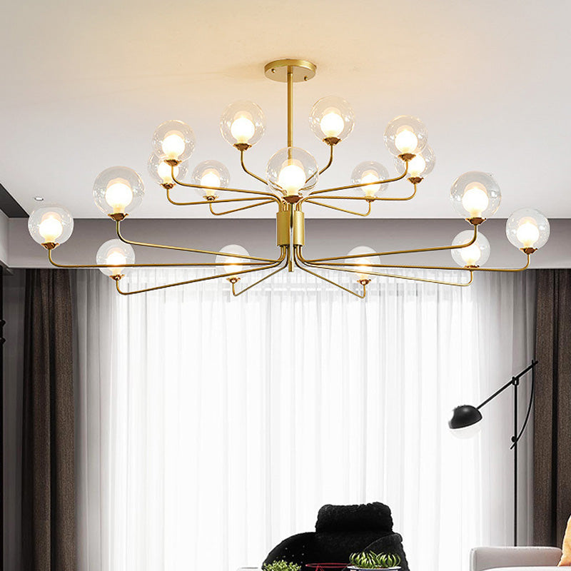 Contemporary 2-Tier Ball Clear Glass Chandelier - Elegant Radial Design With 8/12/18 Lights