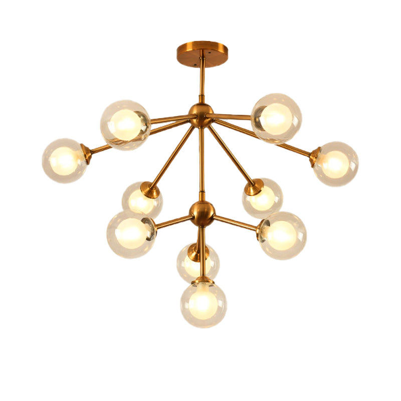 Sleek Sputnik Metal Chandelier With Clear Glass Sphere Shades - 4/7/10 Lights For Contemporary