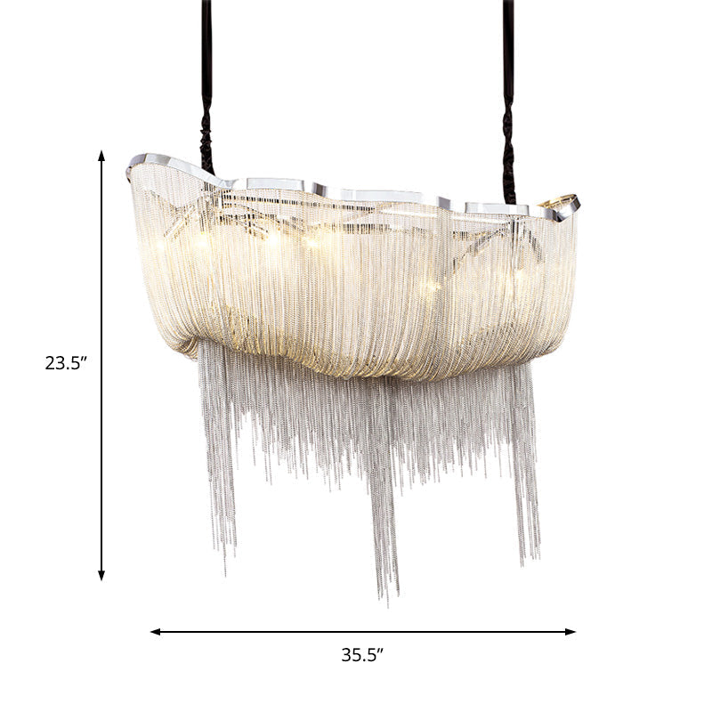 Modern Nordic Tassel Chandelier - Gold/Silver Metal 12-Light Hanging Fixture