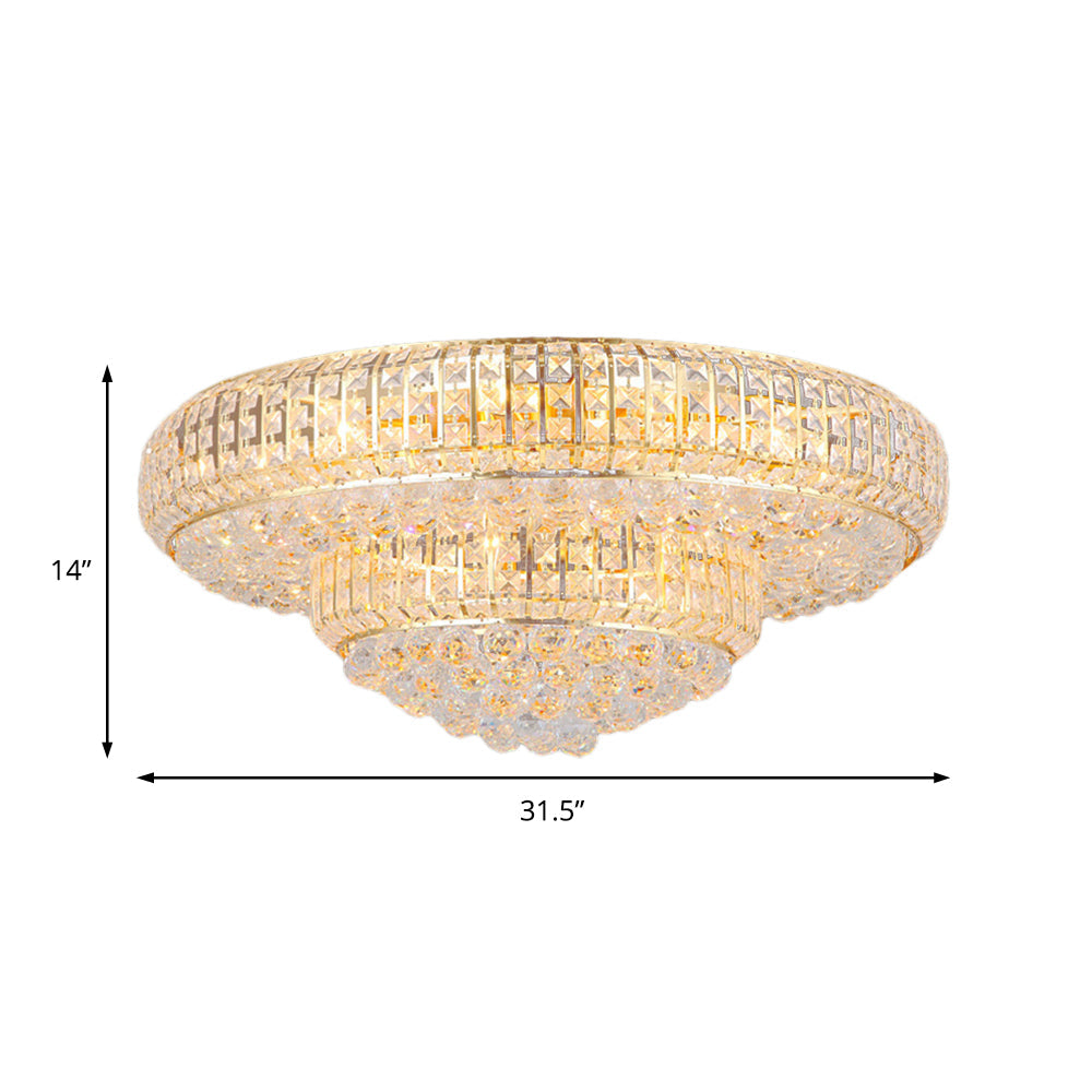 Modern Clear Crystal Ceiling Light With Gold Finish For Living Room