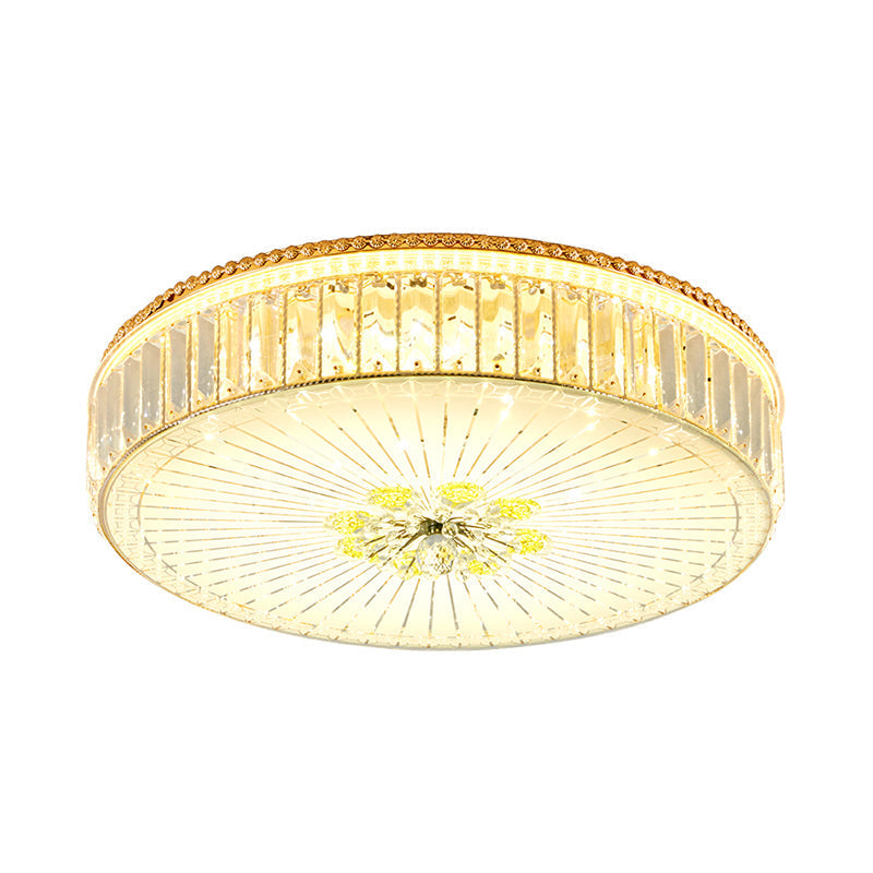 Modern Gold Flush Mount Ceiling Light Fixture - Clear Crystal Circular Design Multiple Sizes Glass