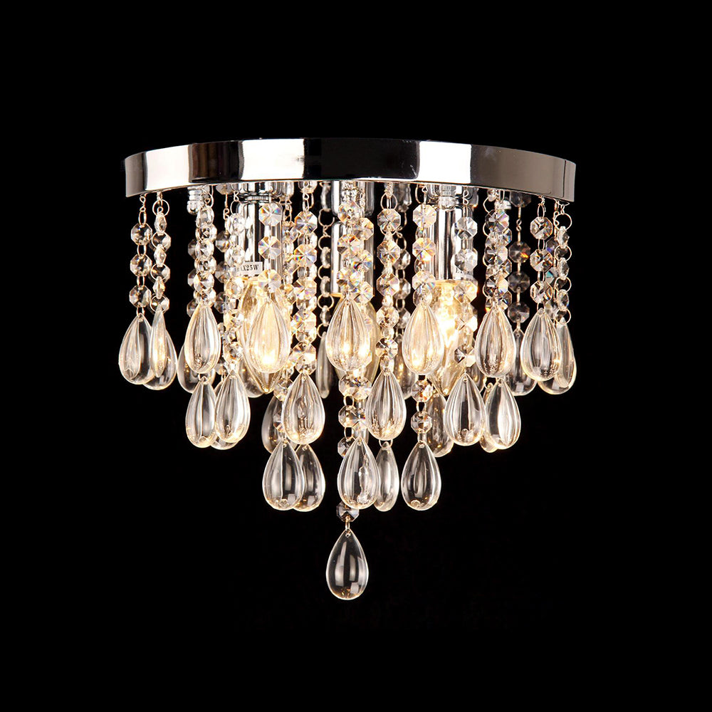 10’/12’ Crystal Flush Mount Lighting With Circle Shade - Vintage Multi - Head Ceiling Fixture
