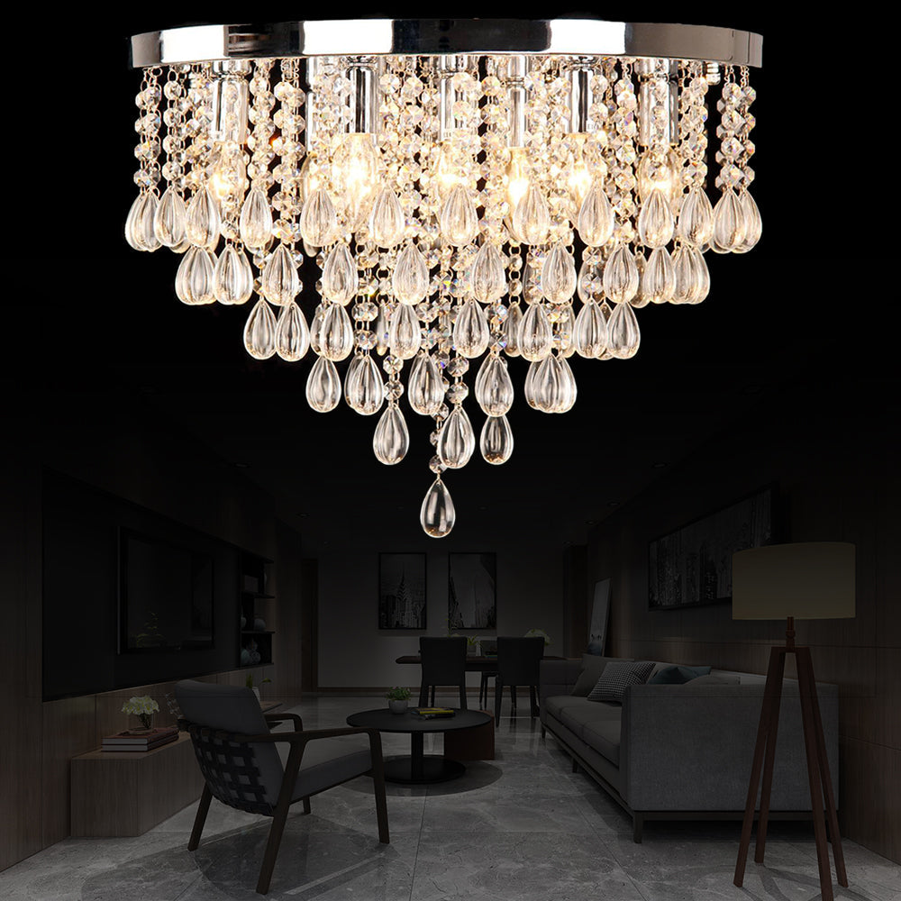 10’/12’ Crystal Flush Mount Lighting With Circle Shade - Vintage Multi - Head Ceiling Fixture