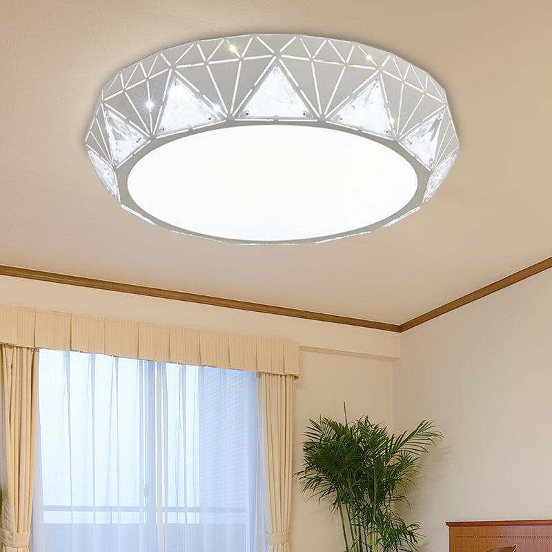 Modern Geometric Led Ceiling Lamp With Crystal Accent In White/Gold 12/18 W White / 18