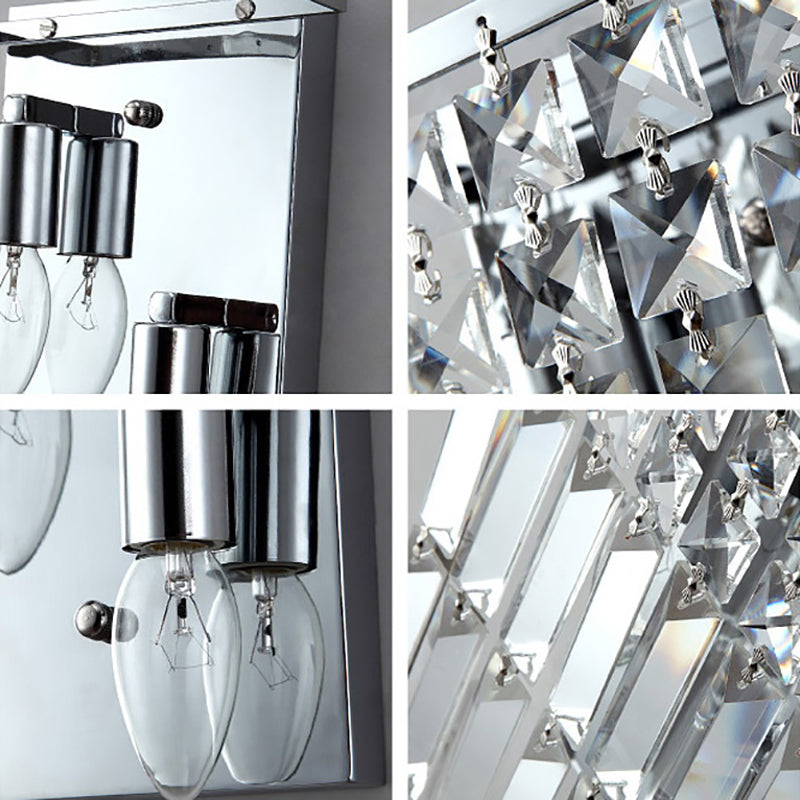 Modern Chrome Crystal Prism Sconce Lighting - Wall Mounted Lamp For Corridors
