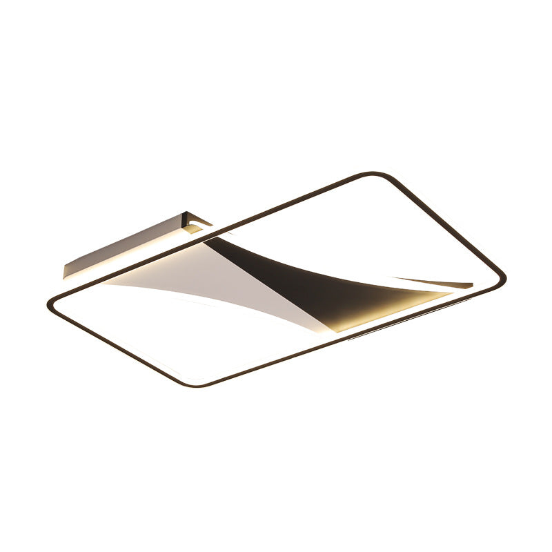 Modern Acrylic Flush Light For Bedroom - Square/Rectangular Ceiling Lighting In Black/White