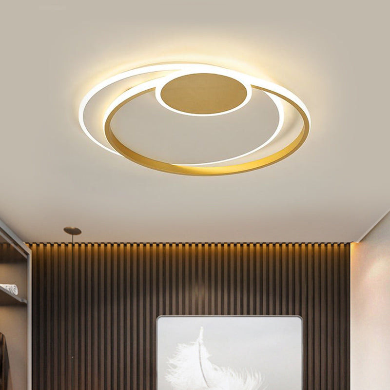 Minimalist Led Gold Flush Mount Lamp - Metallic Shade Warm/White Light 16.5/20.5 W / 16.5 Warm
