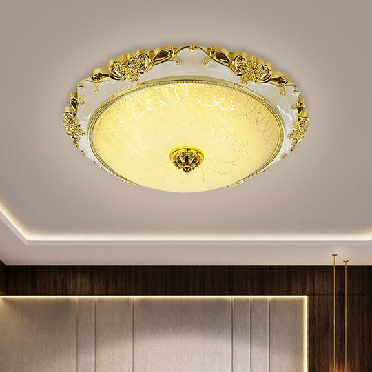 Traditional Round Glass Led Flush Light In Silver/Gold - 12/16/19.5 Width Gold / 12