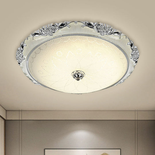Traditional Round Glass Led Flush Light In Silver/Gold - 12’/16’/19.5’ Width