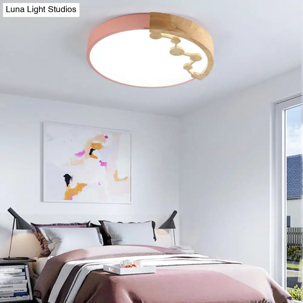 16’/19.5’ W Led Living Room Ceiling Light With Pink/Yellow/Blue Metal Shade In Warm/White