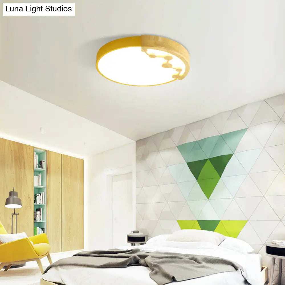16’/19.5’ W Led Living Room Ceiling Light With Pink/Yellow/Blue Metal Shade In Warm/White