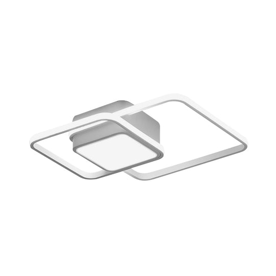 Modern Led Acrylic Ceiling Light - Square And Block Design 18/21.5/25.5 Wide Flush Mount
