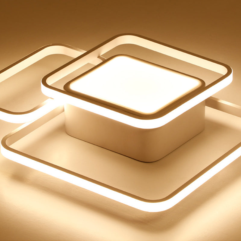 Modern Led Acrylic Ceiling Light - Square And Block Design 18’/21.5’/25.5’ Wide Flush Mount