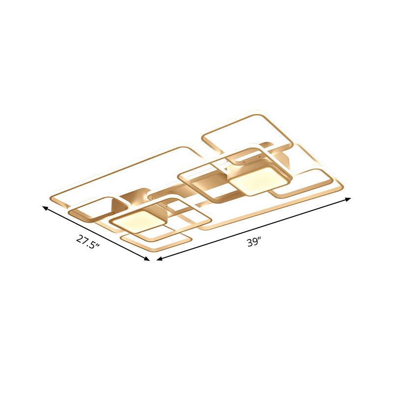 Modern Led Acrylic Ceiling Light - Square And Block Design 18’/21.5’/25.5’ Wide Flush Mount