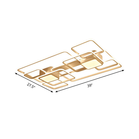 Modern Led Acrylic Ceiling Light - Square And Block Design 18/21.5/25.5 Wide Flush Mount