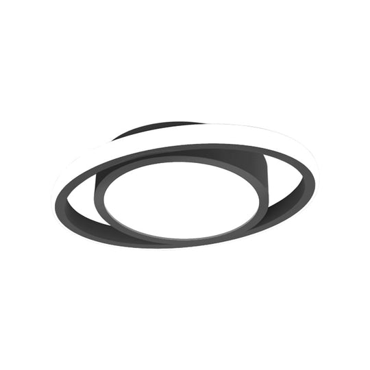 Customizable Flush Mount Metal Led Ceiling Fixture - Drum & Circle Design In Black/Gray/Gold (7-Day